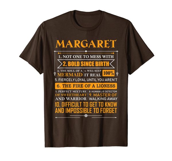 

margaret not one to mess with 10 facts shirt, White;black