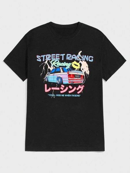 

romwe guys car letter graphic tee w1jr#, White;black