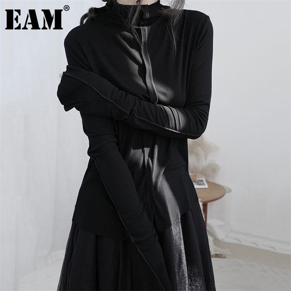 

[eam] women black brief split joint temperament t-shirt new turtleneck long sleeve fashion tide spring autumn 1db367 210406, White