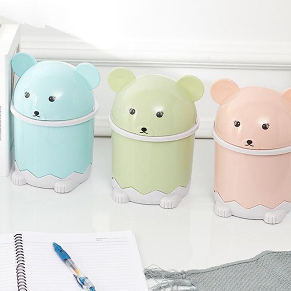 

waste bins cartoon deskportable garbage with lid desk trash can household cleaning storage for office mini plastic