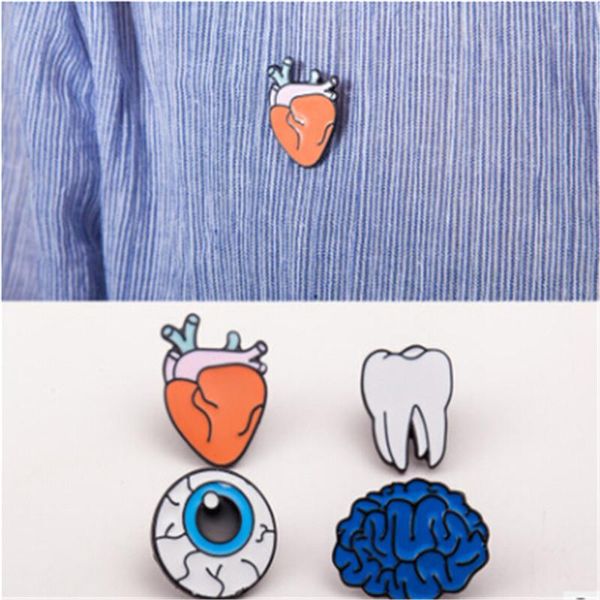 

pins, brooches korean version of the jewelry color drops human body brain eyes tooth brooch accessories pin badge, Gray