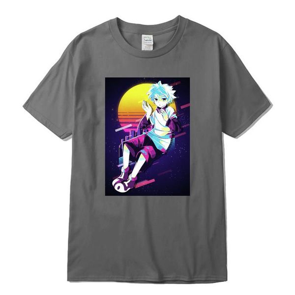 

men's t-shirts cotton killua zoldyck x tshirt beautiful woman print short sleeve t shirts fashion, White;black