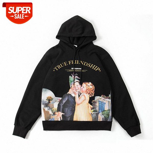 

autumn and winter cute kids print retro hooded plus fleece sweater coat #rb8n, Black