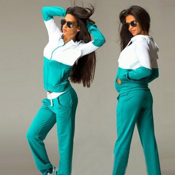 

spring autumn casual long sleeve women tracksuits hooded drawstring waist pants two pieces tracksuit suit female clothing set, Gray