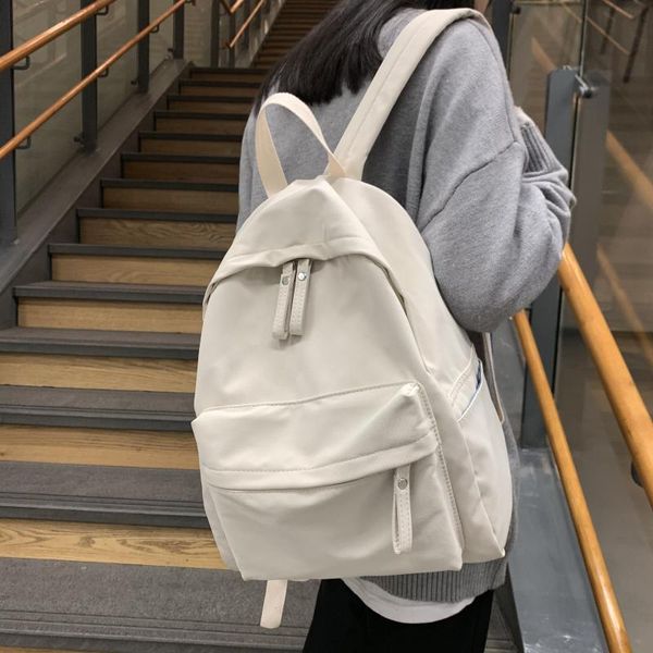 

outdoor bags solid color cotton backpacks for women 2021 fashion students simple school girls book bag lady travel back pack