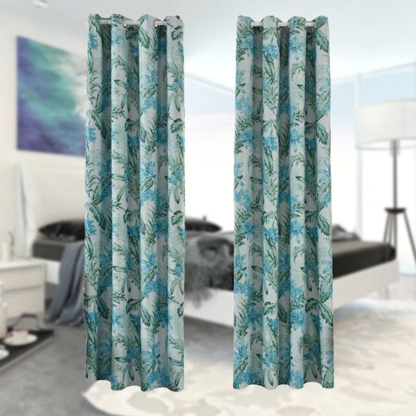 

curtain & drapes 1 pc tropical rainforest leaves and flower embroidery window blackout noise-grommet curtains for living room-10