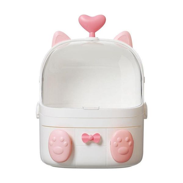 

storage boxes & bins cat shape plastic makeup box cosmetic organizer make up container desksundry case with handle