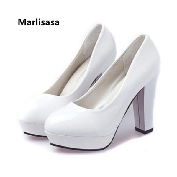 

marlisasa lady classic white pu leather round toe high heel pumps women fashion sweet black party cool street shoes f2363 dress