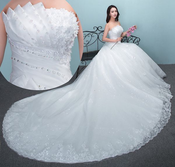 Vestido de noiva 2022 Vestido de top de tubo de renda de noiva novo branco, seguindo tamanho grande
