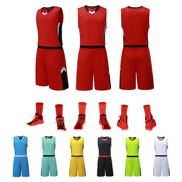 

jogging clothing basketball uniform suit men's sports uniform, sweat-absorbent, breathable and quick-drying, children's wear, Black;red