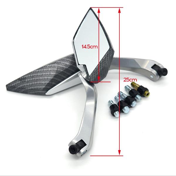 

motorcycle mirrors scooter side rear view universal modification mirror 8mm 10mm (carbon(electroplate)) support drop
