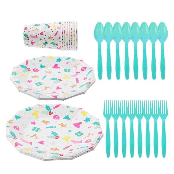 

christmas decorations 1 set of adorable disposable cartoon paper plates cup supply