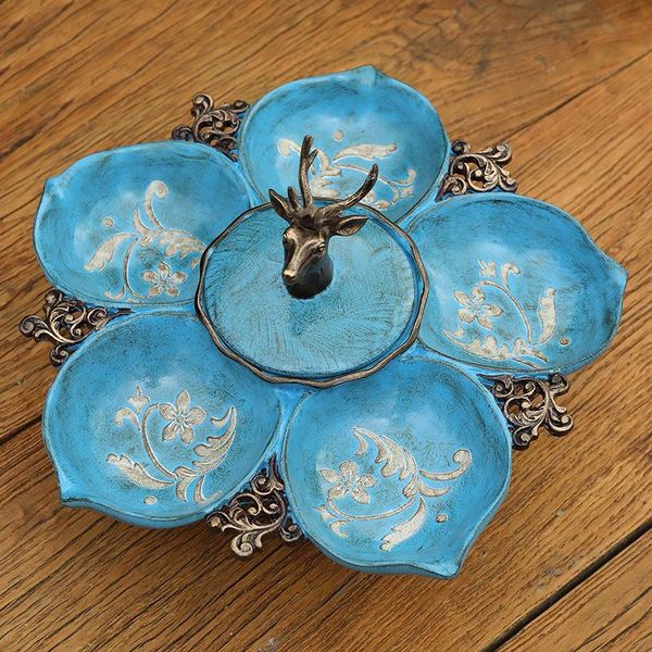 

exquisite durable multi-grid fruit candy plate resin craft table home decoration pldi889 decorative objects & figurines