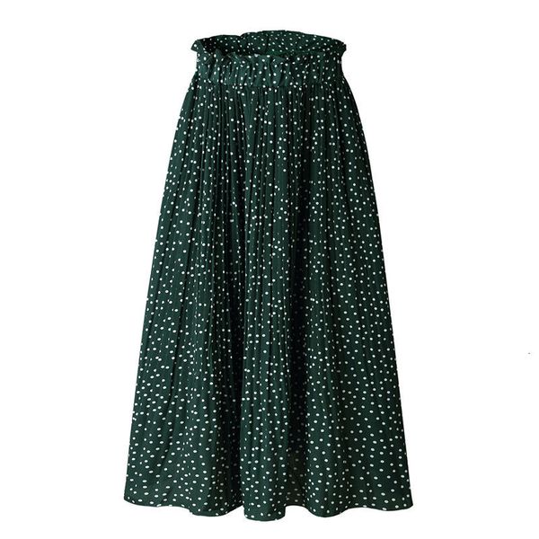 

skirts summer casual chiffon print pockets high waist pleated maxi skirt womens long for women k329, Black
