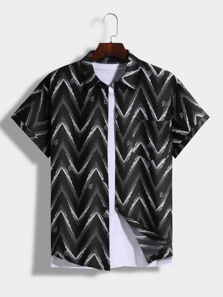 

men random chevron print shirt without tee w9w7#, White;black