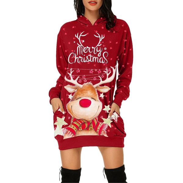 

women's sweaters sweatshirt elk letter pattern long sleeve hoodie with pockets for christmas party, White;black