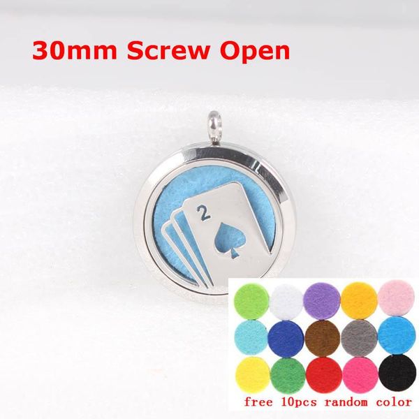 

pendant necklaces with pads & chain as gift 30mm cards 316l stainless steel essential oil diffuser necklace perfume locket jewelry, Silver