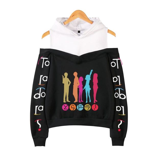 

women's hoodies & sweatshirts print wawni toradora women off shoulder sweatshirt girls casual pullover hoodie unique, Black