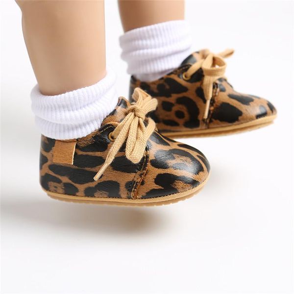 

first walkers baby boys girls lace up leopard sneakers trendy leather crib shoes soft rubber sole infant moccasins 2021