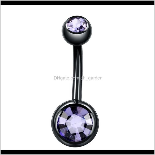 Bell Drop Delivery 2021 Ombelico in acciaio inossidabile nero Anelli per ombelico Cristallo strass Body Piercing Bar Gioielli per donna Bikini Fash