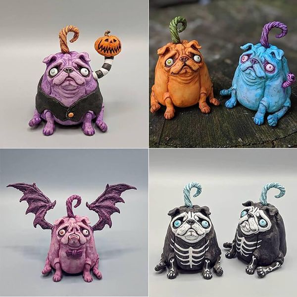 

garden decorations pugkins sculptures-pugs sculpture unique miniature handmade home decor halloween art dog figurines ornament room