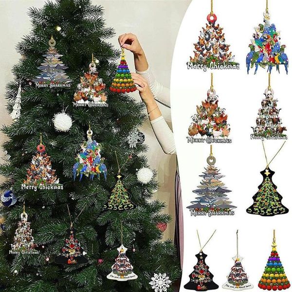 

christmas decorations cute tree wooden ornaments pet decoration holiday tag pendant for party xmas x1v9