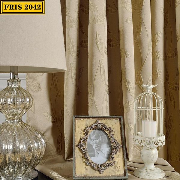 

three-dimensional leaf jacquard curtain fabric plain simple shading finished curtains for living dining room bedroom & drapes