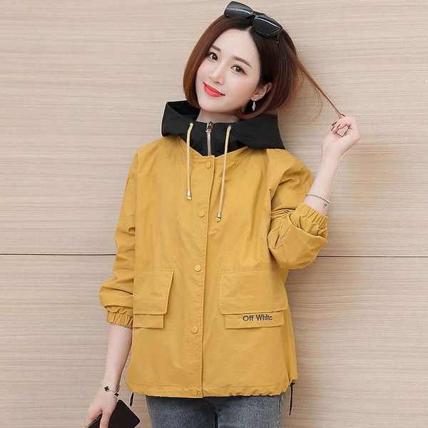 

women's trench coats autumn jacket coat hooded long sleeve zipper casual windbreaker female basic jackets outerwear plus size 4xl loose, Tan;black