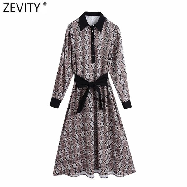 

women vintage geometric totem flower print sashes shirt dress chic ladies retro patchwork casual slim vestidos ds4757 210420, Black;gray
