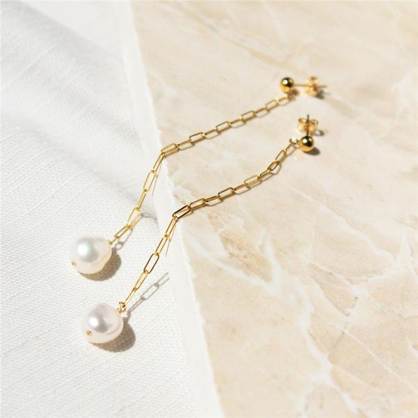 

dangle & chandelier natural pearl earrings handmade drop 14k gold filled jewelry boho oorbellen brinco vintage women wedding gift, Silver