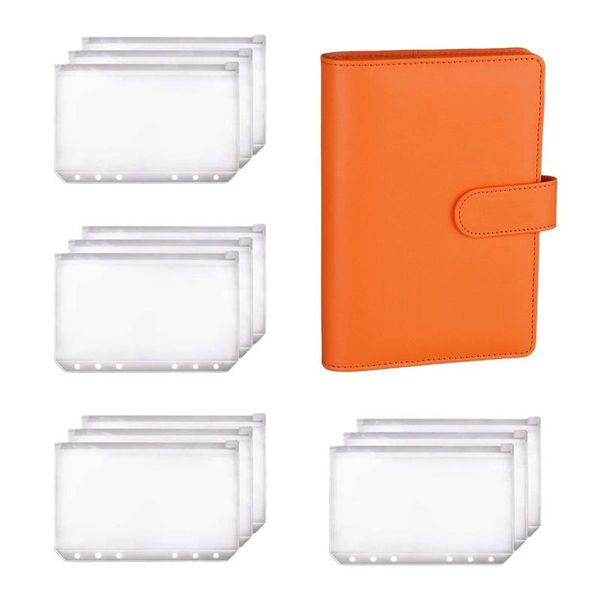 

gift wrap a6 binder planner notebook and 12 pieces 6 hole zipper folder,binder pockets cash envelope wallet