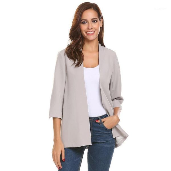 

women's suits & blazers women 3/4 sleeve open front casual blazer height 176cm bust 88cm waist 59cm hip 90cm spring autumn wear to work, White;black