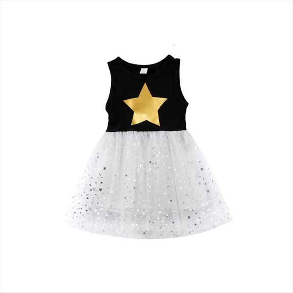 

1 6y summer fashion cute girl dress newborn infant baby girls cotton sleeveless o neck star print lace knee length, Red;yellow