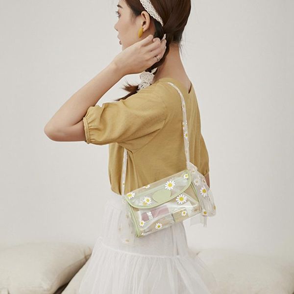 

evening bags 2021 women summer handbag fresh transparent shoulder bag pvc daisy jelly mesh strap female crossbody messenger