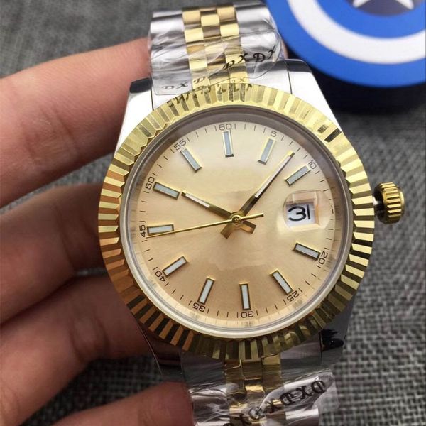 

luxury designer classic fashion automatic mechanical watch size 41mm sapphire glass gold watchband waterproof function men like the gift, Slivery;brown