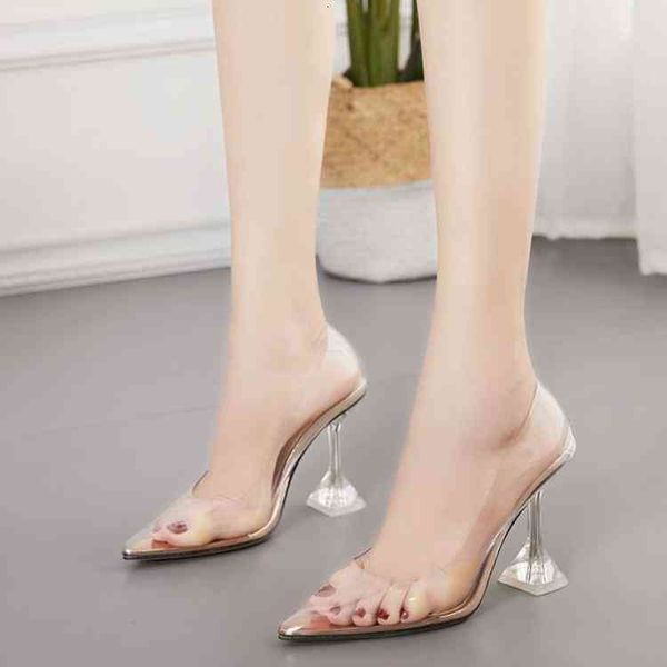 

clear dress shoes pvc transparent pumps sandals strange style perspex heel point toes womens party nightclub tyu87, Black