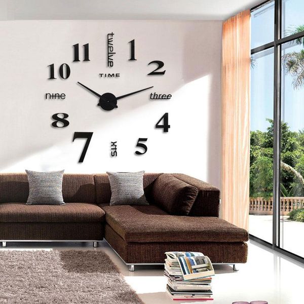 Orologi da parete Orologio moderno fai da te senza punzonatura Adesivo con superficie a specchio 3D Decorazioni per l'home office Decorazione Soggiorno