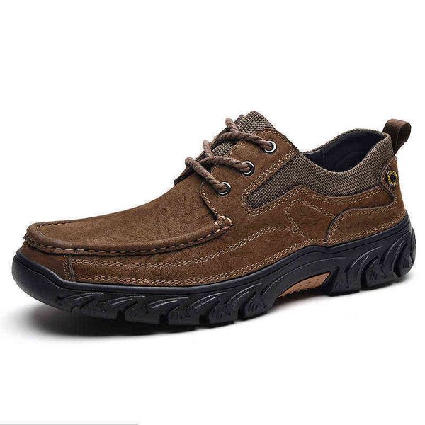 

large wharf layer cowhide low rubber sole outdoor mountaineering sho lace up rock climbing fashion men, Black