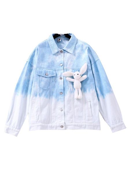 

women's jackets european autumn three-dimensional color tie-dye loose couple denim jacket women coats fashion streetwear 2021, Black;brown