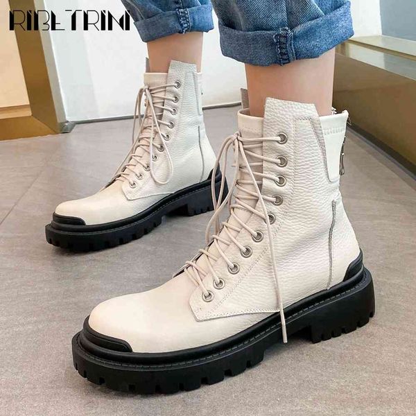 

boots brand chic design shoelaces outdoor skidproof rubber sole platform ankle boot fashion winter shoes boots women, Black