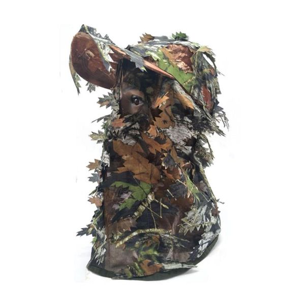 

outdoor camouflage mask cap hunting 3d leaf hat camping supplies hats, Black;white