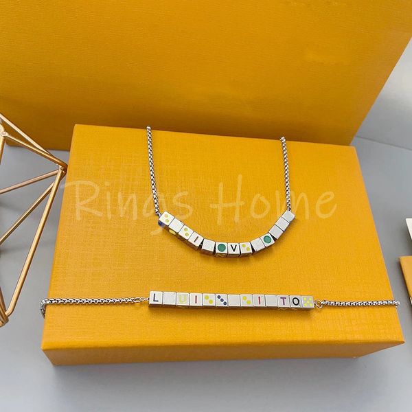 

brand designer luxury bracelet necklace flower silver/golden plated chains fashion wedding diament jewelry gifts for wonmen & girls ll029, Golden;silver