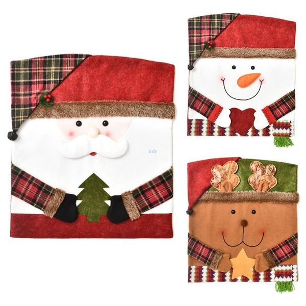 

chair covers christmas back cover cute cartoon santa claus snowman reindeer seat slipcover xmas kitchen dining room decor