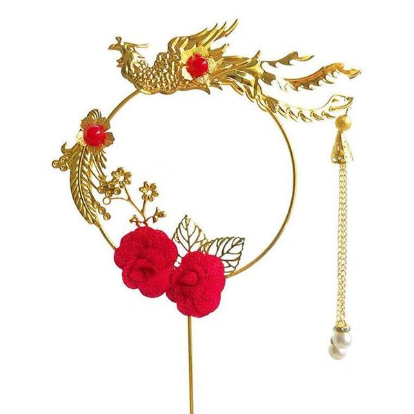 

other event & party supplies cake decoration hairpin in phoenix shape rose flower pendant ring hoop wrought iron inserts pearl plug-in