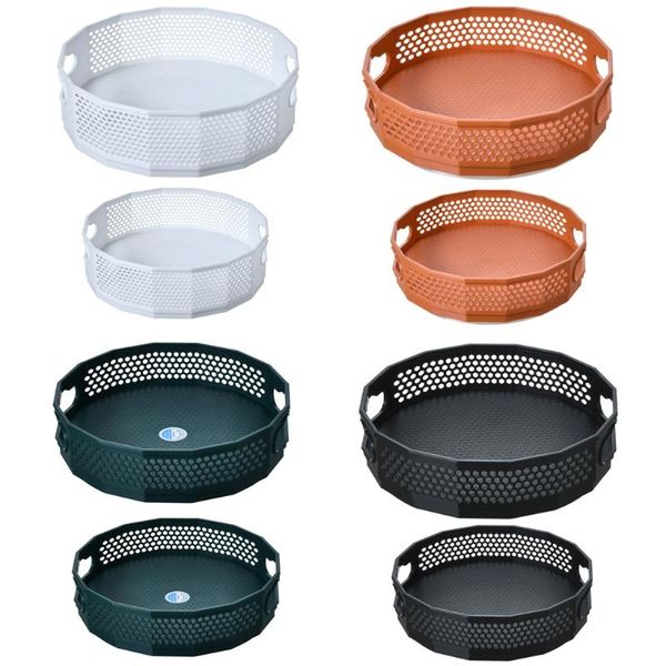 

storage bottles & jars 2pcs kitchen turntable basket box rotating non-slip plastic spice rack spinning tray organizer with handles for cabin