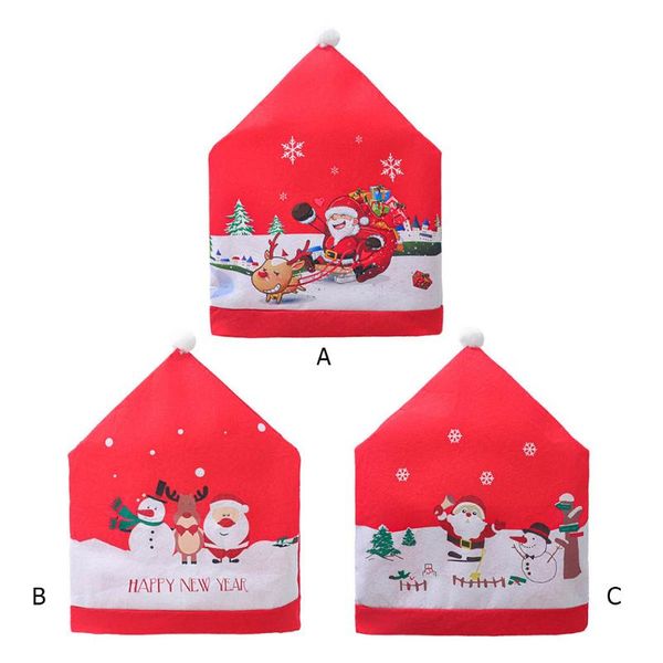 

non-woven christmas chair cover cartoon santa claus snowman stool big hat for home party decoration 50*60cm covers