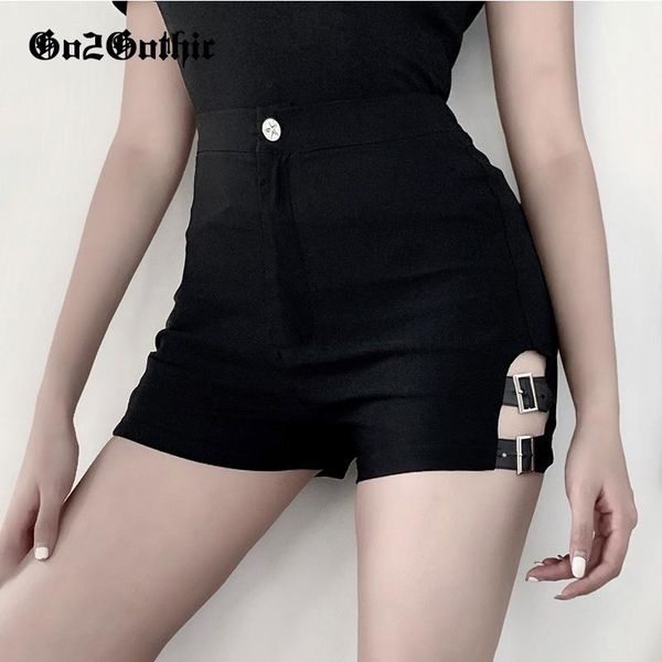 

vintage chic split high waist shorts streetwear harajuku goth girl summer punk grunge bandage black women's, White;black