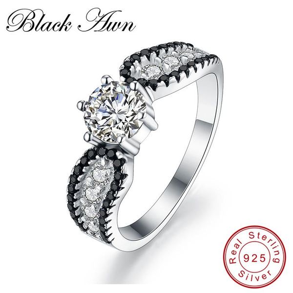 

cluster rings [black awn] neo-gothic dazzling 925 sterling silver charm ring jewelry trendy wedding for women c123, Golden;silver