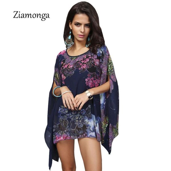 

vintage women tropical floral print batwing sleeve chiffon blouse blusas femininas 2021 casual large size hippie 1137 women's blouses, White