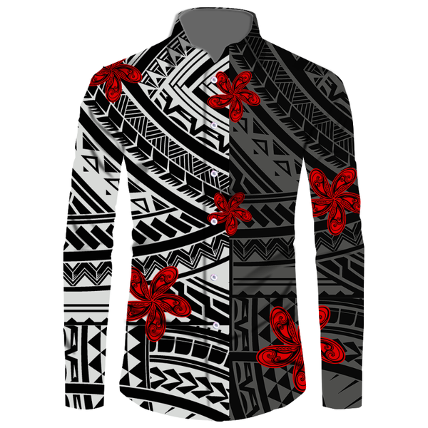 

men's casual shirts customized on demand men shirt long sleeve harajuku vintage brand 2021 streetwear samoa style camisa masculina, White;black
